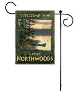 Welcome Great Northwoods Camping Canoe SM Toland Flag