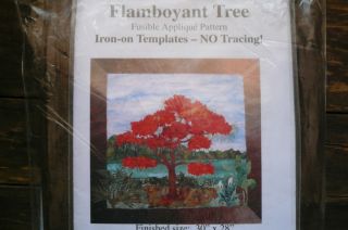 Flamboyant Tree Applique Quilt Wallhanging Pattern Fabric by Flamingo