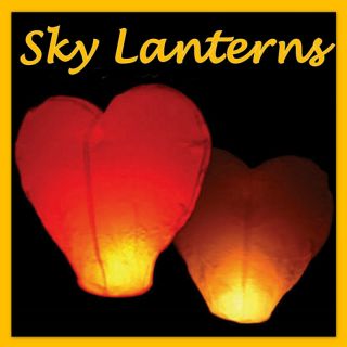 20 Lot Heart Flying Lanterns Wedding Sky Fire Balloons