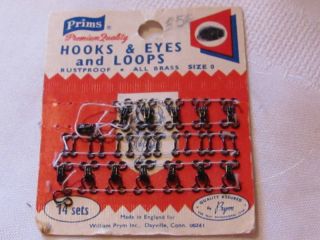  12 Sets Prims Hook Eye Loops Size 0 New Pack