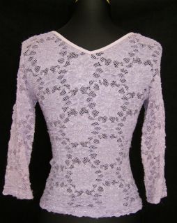 Ann Ferriday Lavender Stretch Lace Top One Size Embroidered Bead