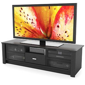 60 Inch Black Flat Screen TV Stand Entertainment Center Cabinets Glass