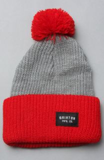 Brixton The Roy Beanie in Light Grey Red