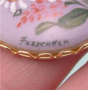 Vtg Hand Painted Daisies Floral Signed Fessenden Brooch