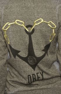 Obey The Anchored Love Graphic ZipUp Fleece in Heather Charcoal