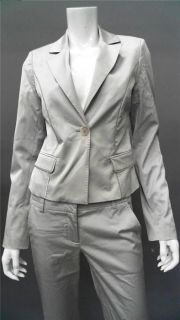 Flavio Castellani Ladies Womens 42 Shiny 2 PC Pants Suit Silver Solid