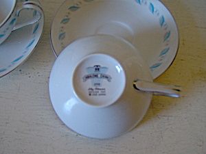 Vintage Sky Flower Cups and Saucers by Abalone China