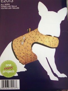 DOG COAT Simplicity Sewing Pattern 2013