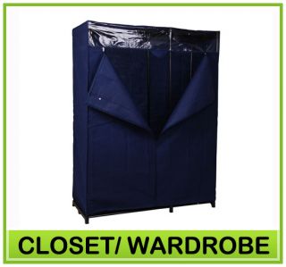  Wardrobe Closet Clothing Storage Home Organizer Hanger Rack Blue