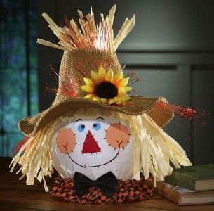 Cute Fall Scarecrow Fiber Optic Lighted Table Centerpiece
