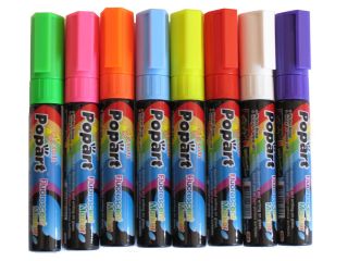 mm 8 pcs Popart Fluorescent Liquid Chalk Marker Pen LED Writing