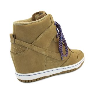 Sky High 528899 201 Womens Laced Suede Wedge Trainers Filbert