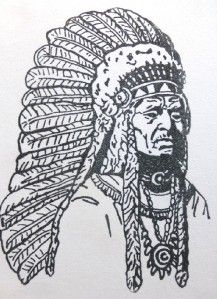 mounted rubber stamp native american indian chief warrior feather