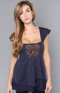 Free People The Paradise Bib Top in Bright Navy