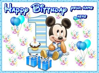 Mickey Mouse First Birthday Frosting Sheet Edible Cake Topper