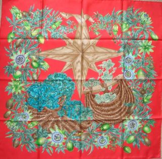 New Authentic Hermes Passiflores Silk Shawl Scarf 35