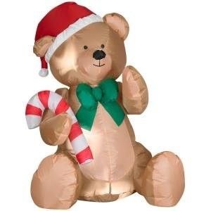 New 3 4 ft LED Lighted Teddy Bear Christmas Airblown Inflatable