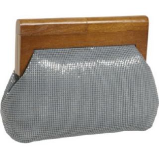 Handbags Whiting and Davis Heidi Wood Framed Mesh Clutch Grey Shoes