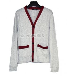 Korean Mens Fashion Designed Slim Fit V Neck Sweaters Long Sleeve T