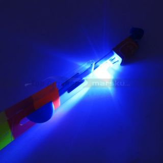 Flying Toy Fun Umbrella Helicopter Rubber Band Rocket Blue LED Light