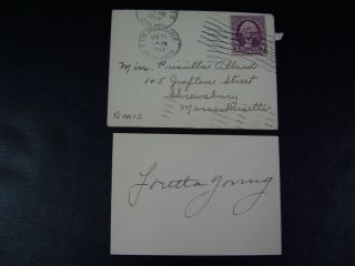 1937 Loretta Young Autograph Postmarked L A Arcade annex 1937