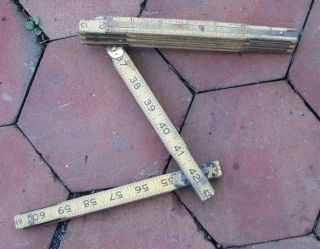 STANLEY Zig Zag Folding Ruler Vintage Tape Measure Wood Metal X 227