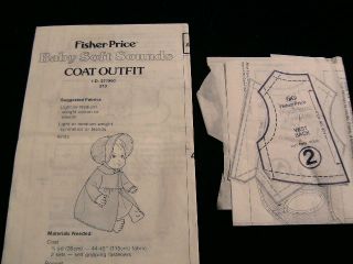 Vintage Fisher Price My Baby Doll Clothes Pattern Lot of 2 Coat