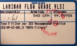 Flanders HEPA Ulpa Air Filter Laminar Flow VLSI