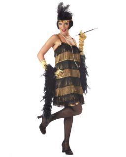 C10 Jazz Time Black Gold Flapper Chicago 20s 1920s Fancy Dress Adult