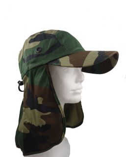 Fishing Summer Hat Cap with Long Neck Flap Army Camo