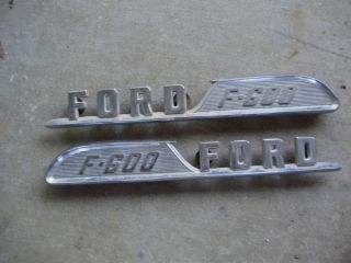 1957 Ford F600 Hood Emblems Pair Chrome 1958 1959 1960