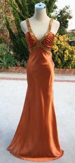 FAVIANA Couture $420 Copper Formal Evening Gown 0