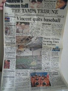  FL Newspaper September 8 1992 Hurricane Andrew Fay Vincent 6555