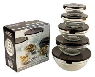 Pc Healthy Glass Food Storage Container Mixing Bowl Set with Black