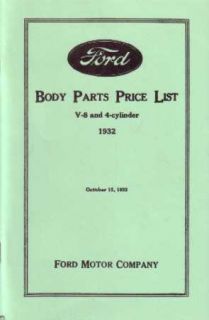 1932 Ford Parts Book List Guide Catalog Manual