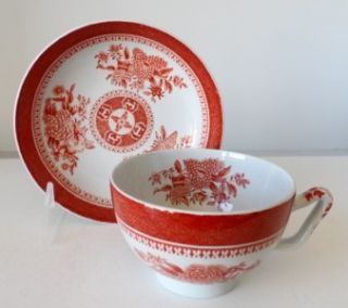  Spode Fine Stone China Red Fitzhugh Canton Coffee Cups Saucers