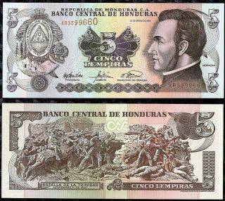 HONDURAS 5 LEMPIRAS FOREIGN PAPER MONEY WORLD CURRENCY BANKNOTE