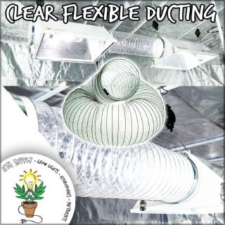 Clear Ducting 6 or 8 Flexible Duct Fan Blower Inline Grow Tent Tube