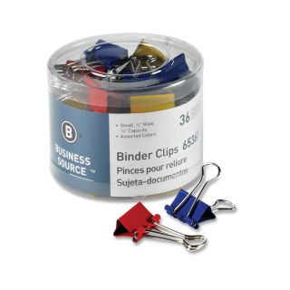 Business Source Small Binder Clips Assorted Colors 36 PK BSN 65361