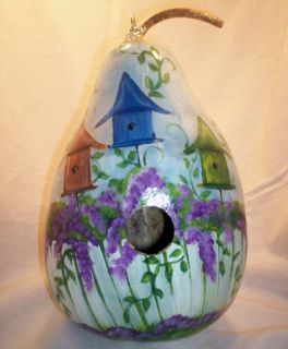 Birdhouses, Picket Fence, Home Is Where the Heart Is Painted Gourd