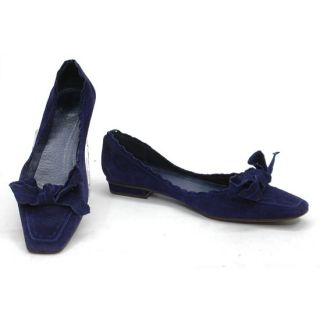  Made in Spain Blue Suede Romantic Bow FLATS LOAFERS SHOES Ladies 6.5 M