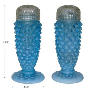 Fenton Hobnail Blue Opalescent 389 Footed Salt and Pepper Shakers