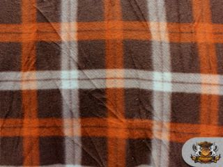 Fleece Printed Tartan Brown Orange Fabric 58 Sold by The Yard s 329