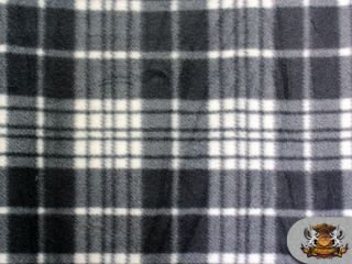 Fleece Printed Tartan Charcoal White Fabric 58 Sold by The Yard s 333