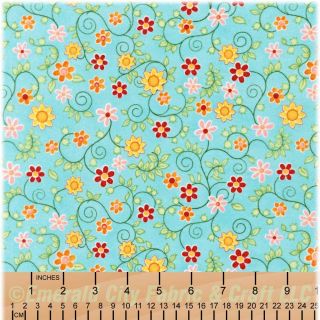 Robert Kaufman Phoebe Small Blue Floral Flannel Fabric