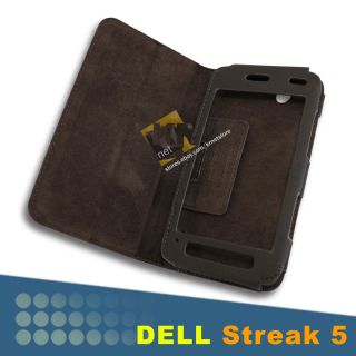   Leather Protection Case Folio Flip Book Cover For Dell Streak Mini 5