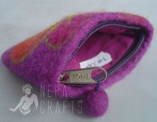 04 fprcp felt flower purple coin purse handmade in nepal