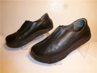 Earth Magic Black Leather Walking Comfort Slide Loafer Moccasin