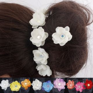 Crystal Flower Hair Pins Wedding Bridesmaid Prom Race Hair Accessories