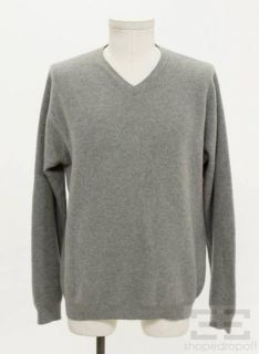  Mens Gray Cashmere V Neck Sweater Size Medium
